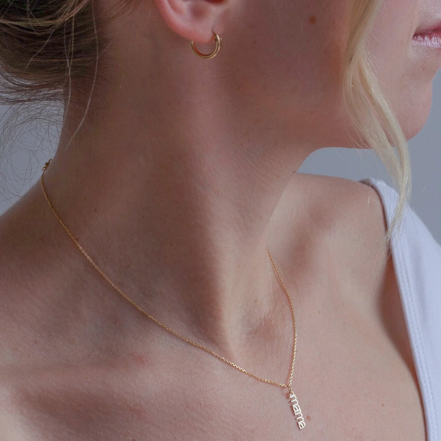 Mini Mama Pendant Necklace crafted in 10k gold