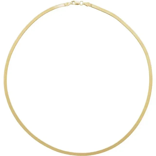 Sleek herringbone chain necklace in 14k gold