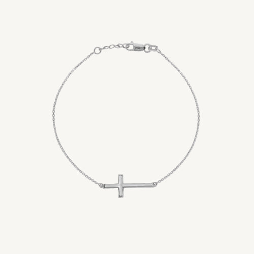 dainty bracelet with cross in sterling silver
