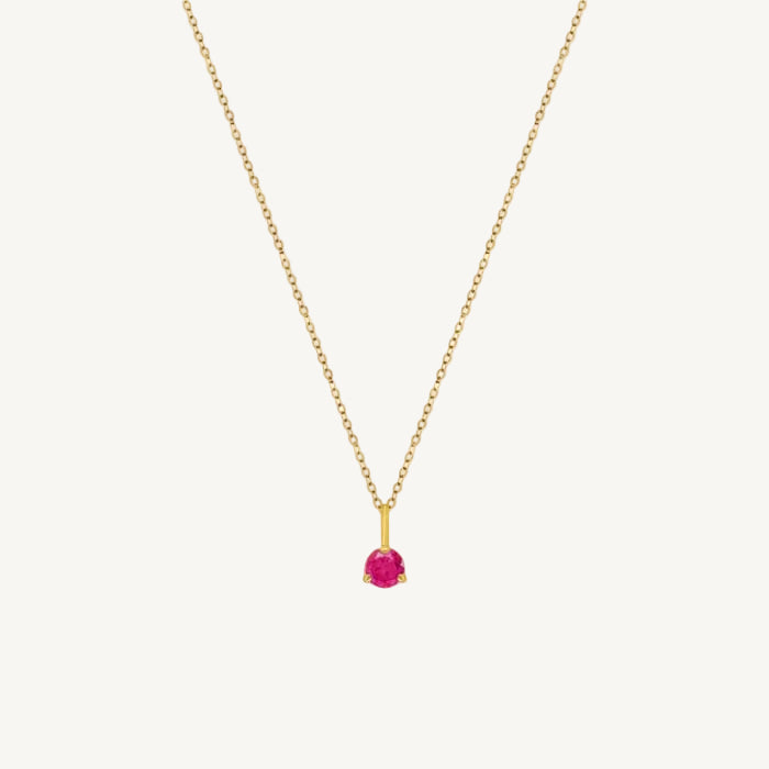 July birthstone necklace in 10k gold with a ruby pendant