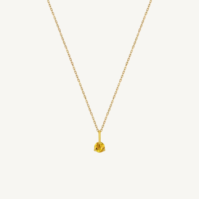 citrine gemstone pendant necklace on 10k gold chain