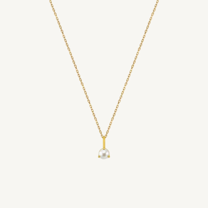 Gold necklace with a single pearl pendant 