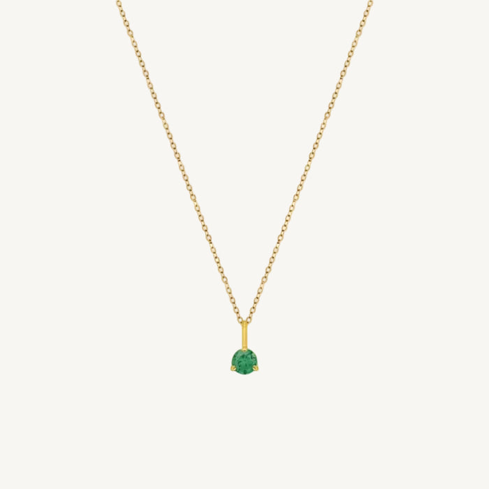Gold necklace with a emerald pendant 