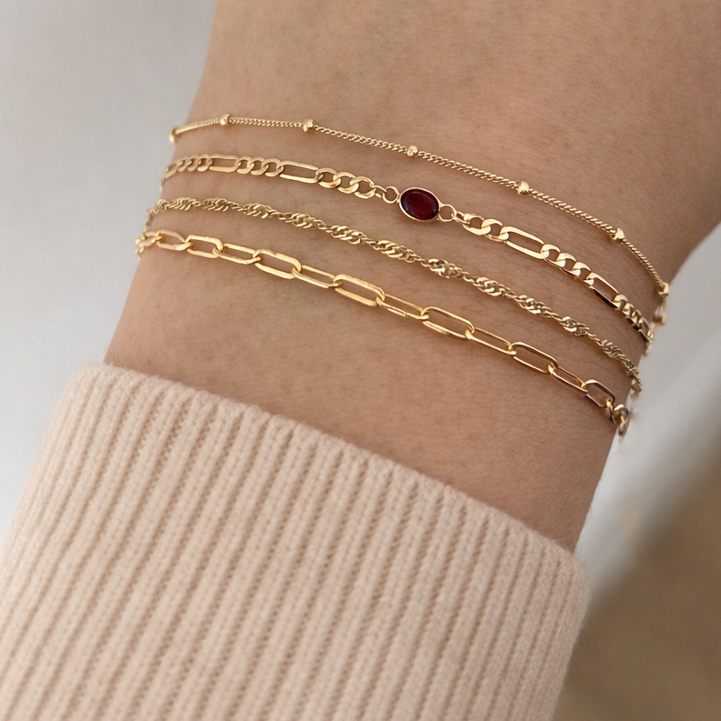 10k gold bracelets on wrist