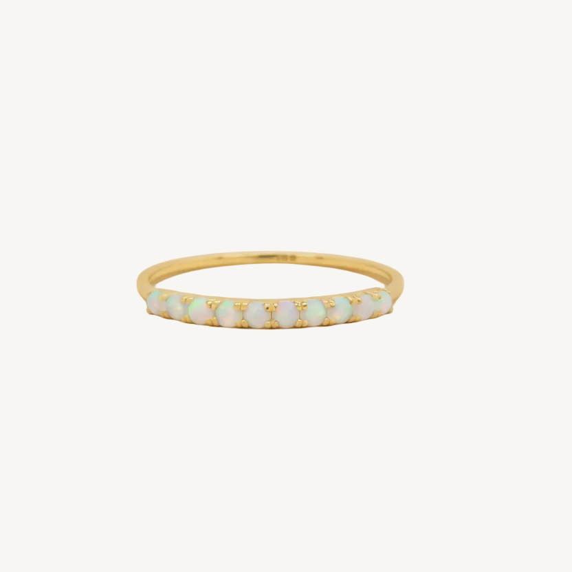 10k gold opal ring on white background