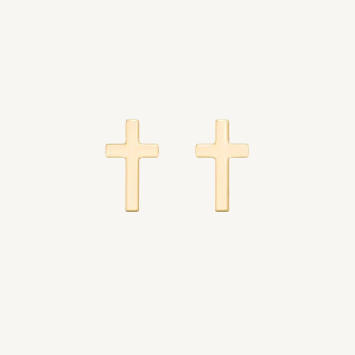 Gold Cross Studs - Juliet Grace Jewelry