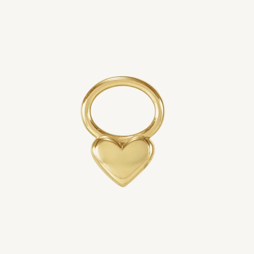 Single Heart Hoop Charm in 14k gold - Juliet Grace Jewelry