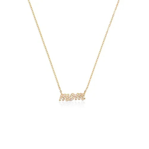 Diamond Mom Necklace in 14k gold