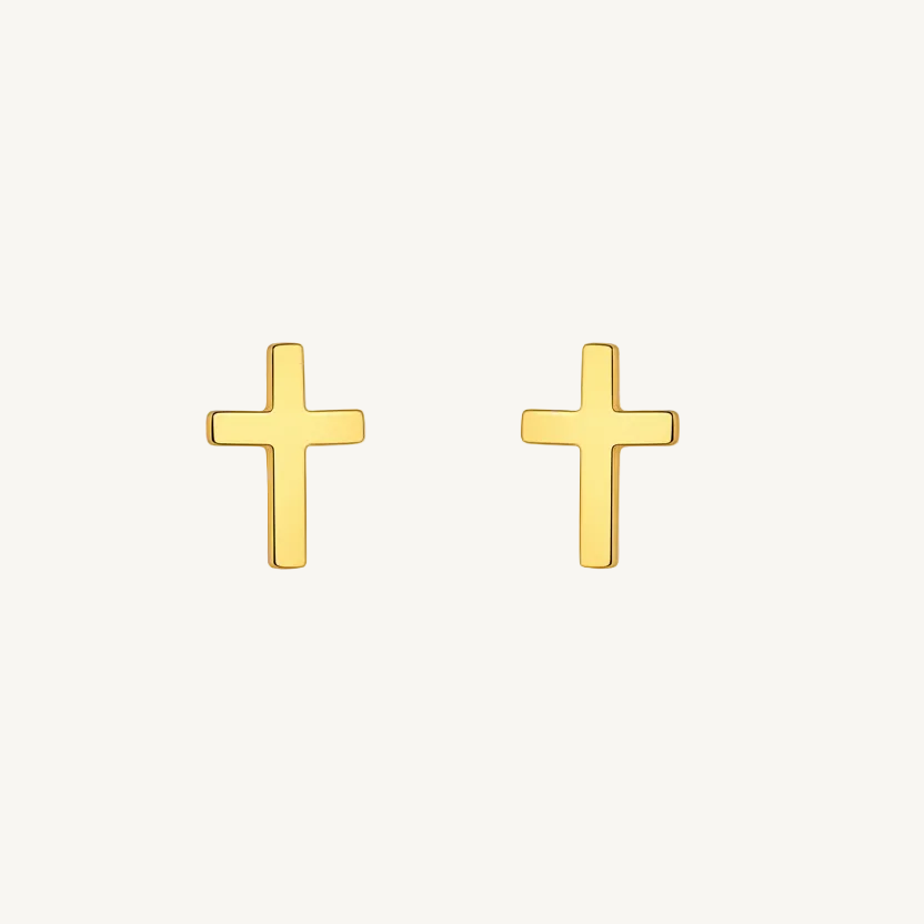 Petite Gold Cross Studs