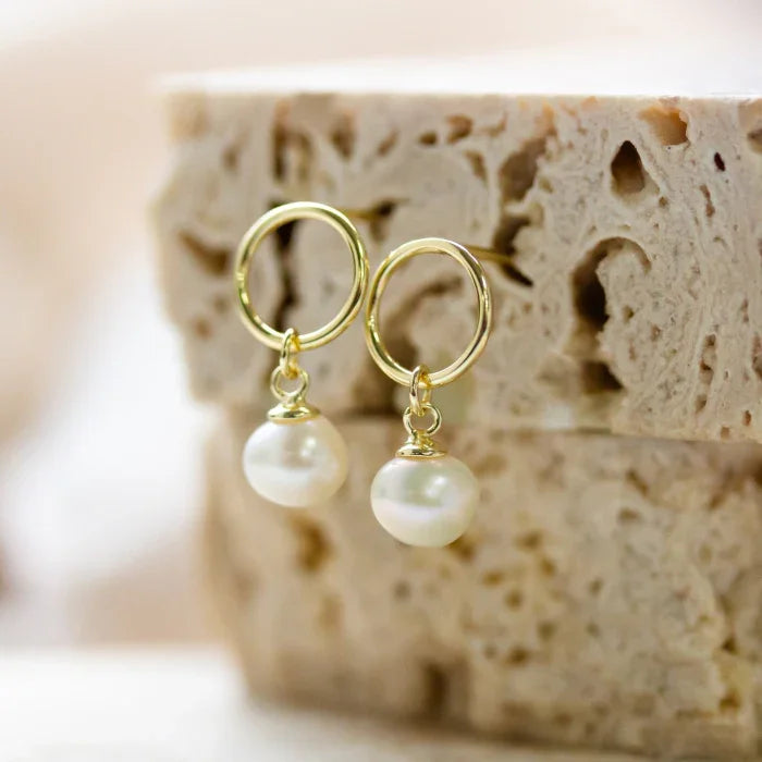 elegant pearl drop stud earrings