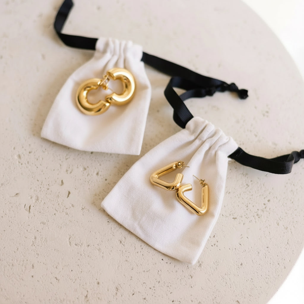 Gold plated Geometric hoop earrings