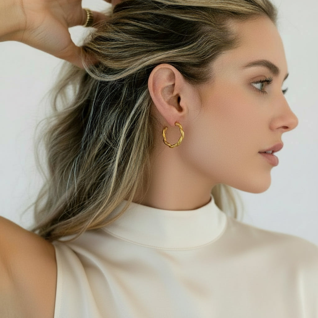 gold plated twist hoops