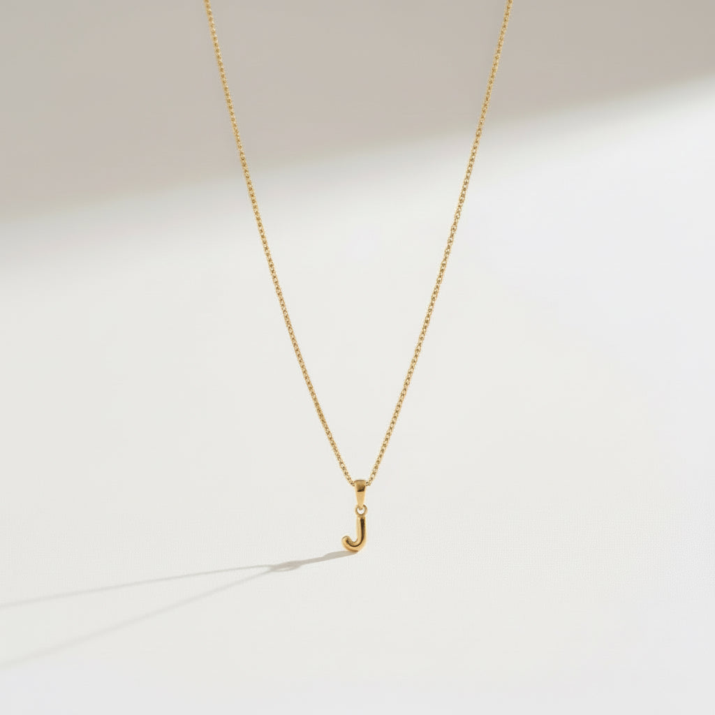 Personalized puffed initial necklace – gold plated