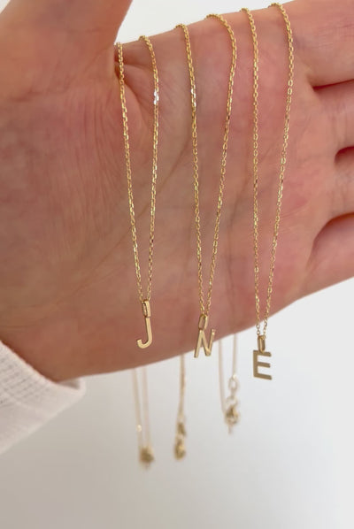 10k gold initial pendant necklaces on fine chain