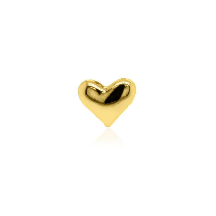 Minimal puffed heart stud earring with flat back