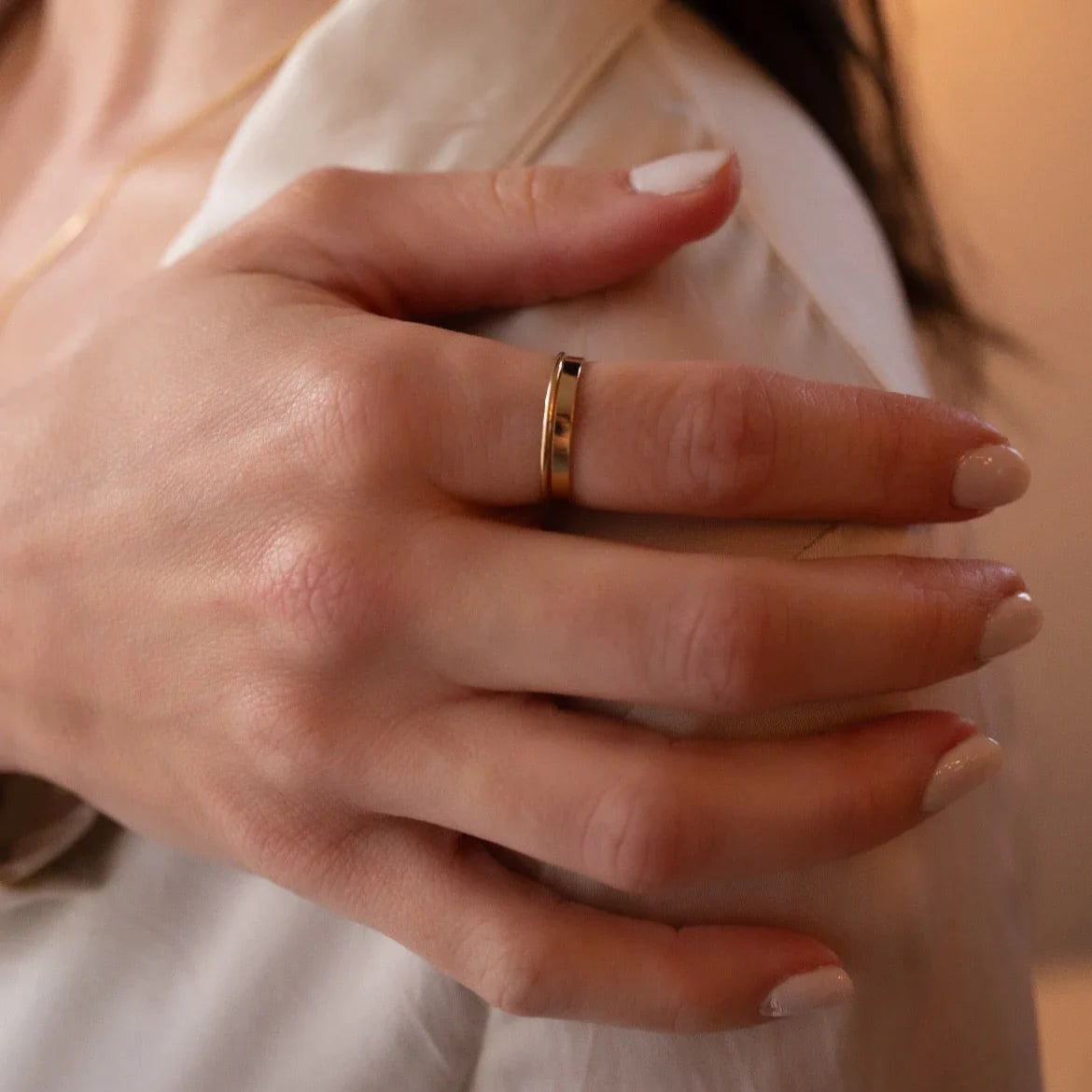 gold filled band ring – worn on hand