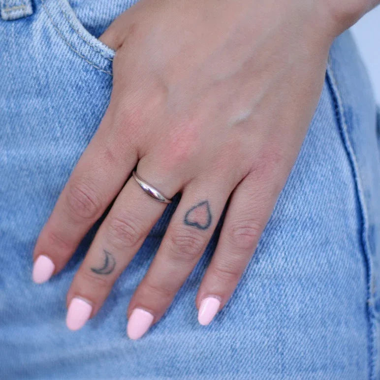 Silver Slim Dome Ring on hand