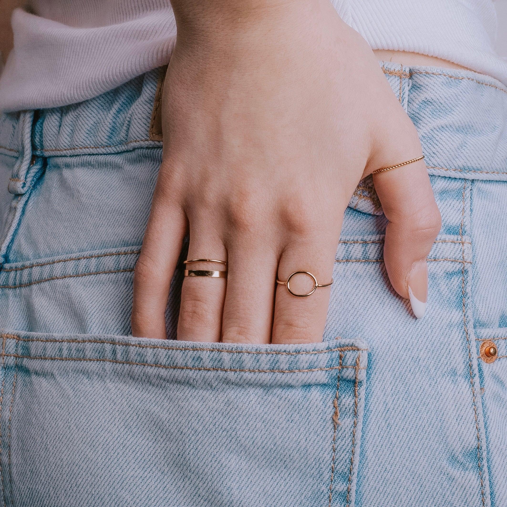 minimalist stacking rings in gold filled
