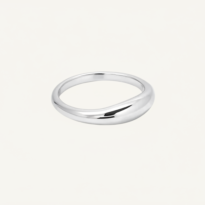 Silver ring on a white background