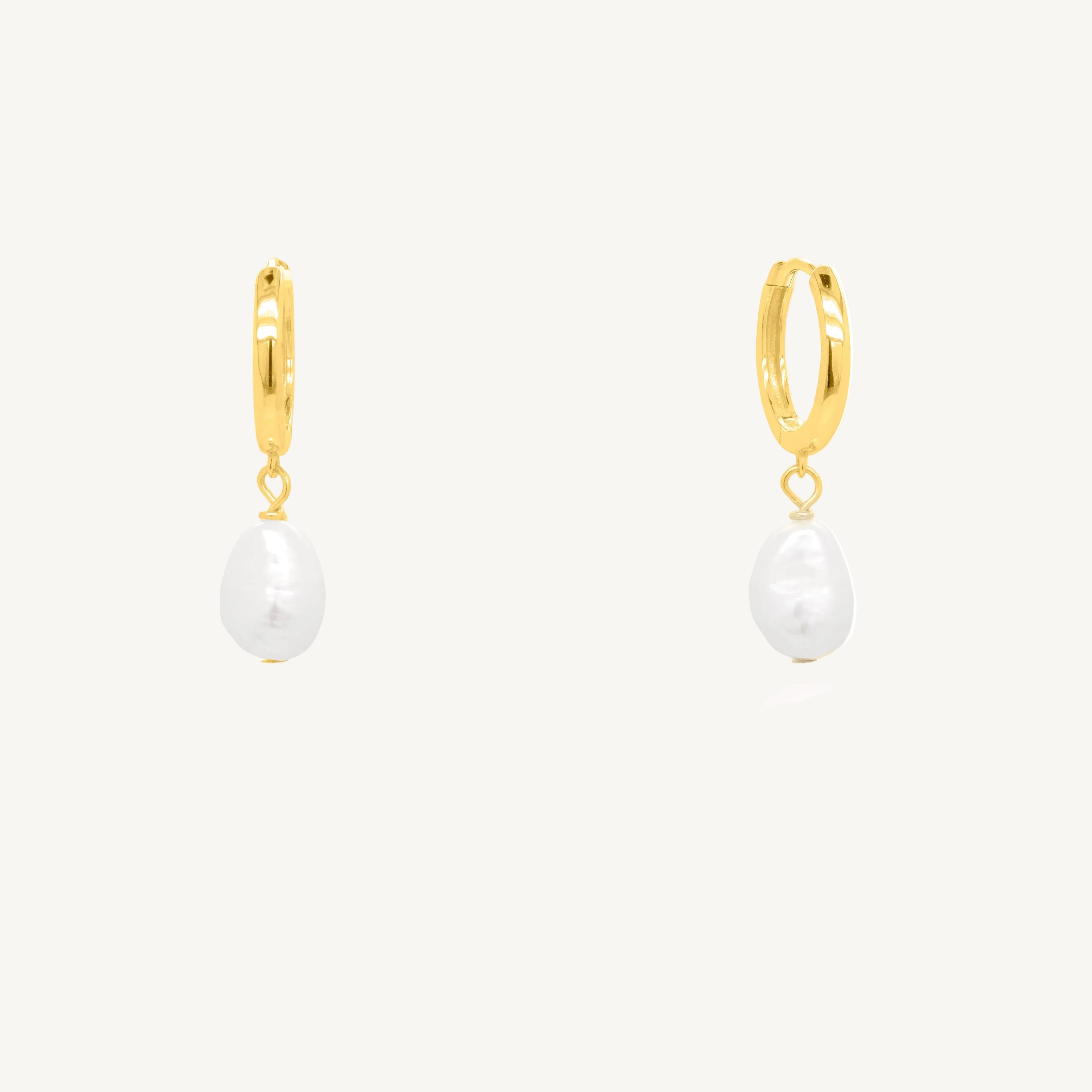 Thea baroque pearl hoop earrings in gold vermeil